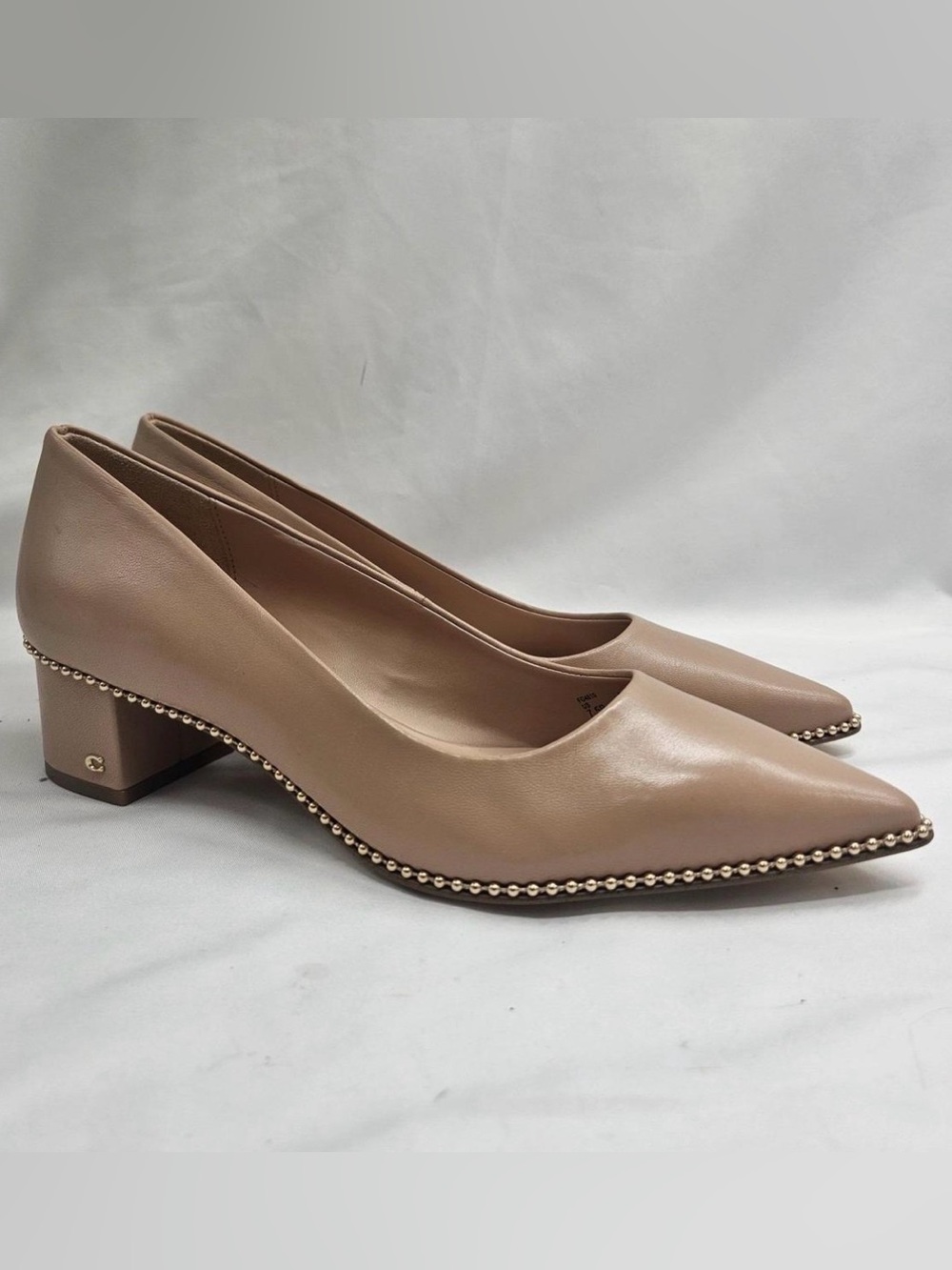 Coach leather Heel Pumps with Decorative Gold Trim - Picture 1 of 7